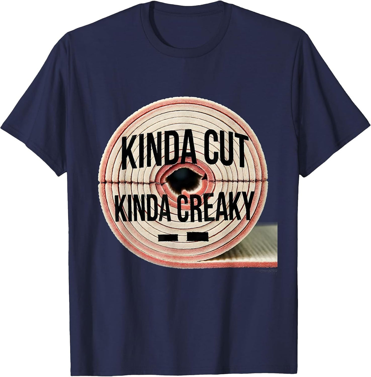 Men's Kinda Cut Kinda Creaky Funny Gym Workout Weightlifting Humor T-Shirt - Navy Blue
