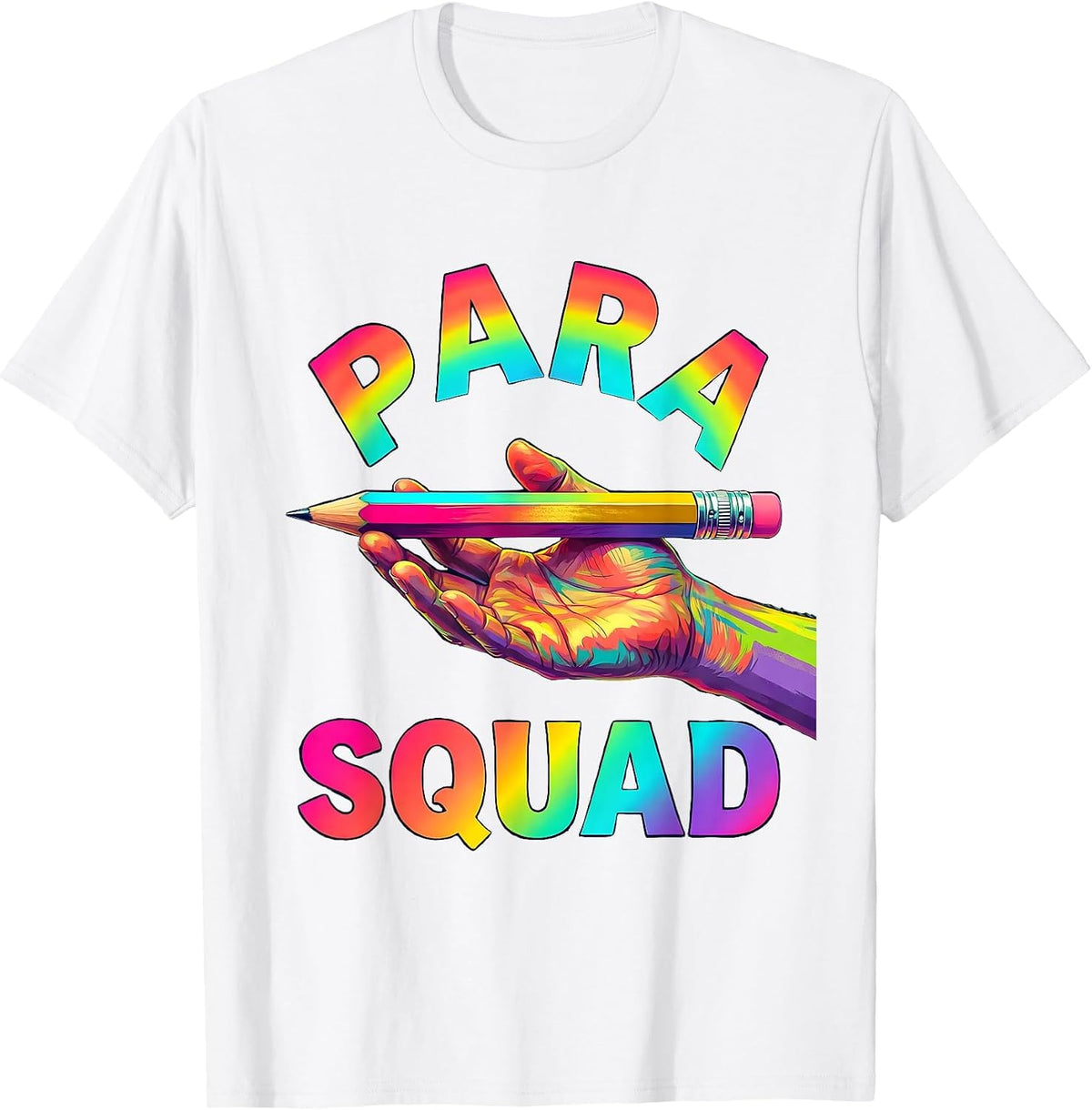 Men's Para Squad Colorful Paraprofessional School Aide Teacher T-Shirt - White