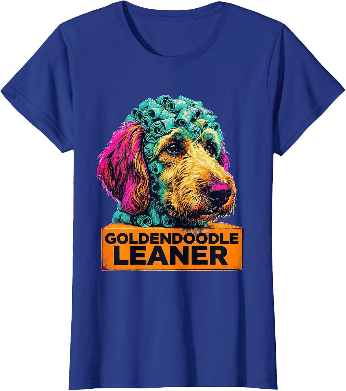 Women's Goldendoodle Leaner Funny Doodle Dog Mom Retro T-Shirt - Royal Blue