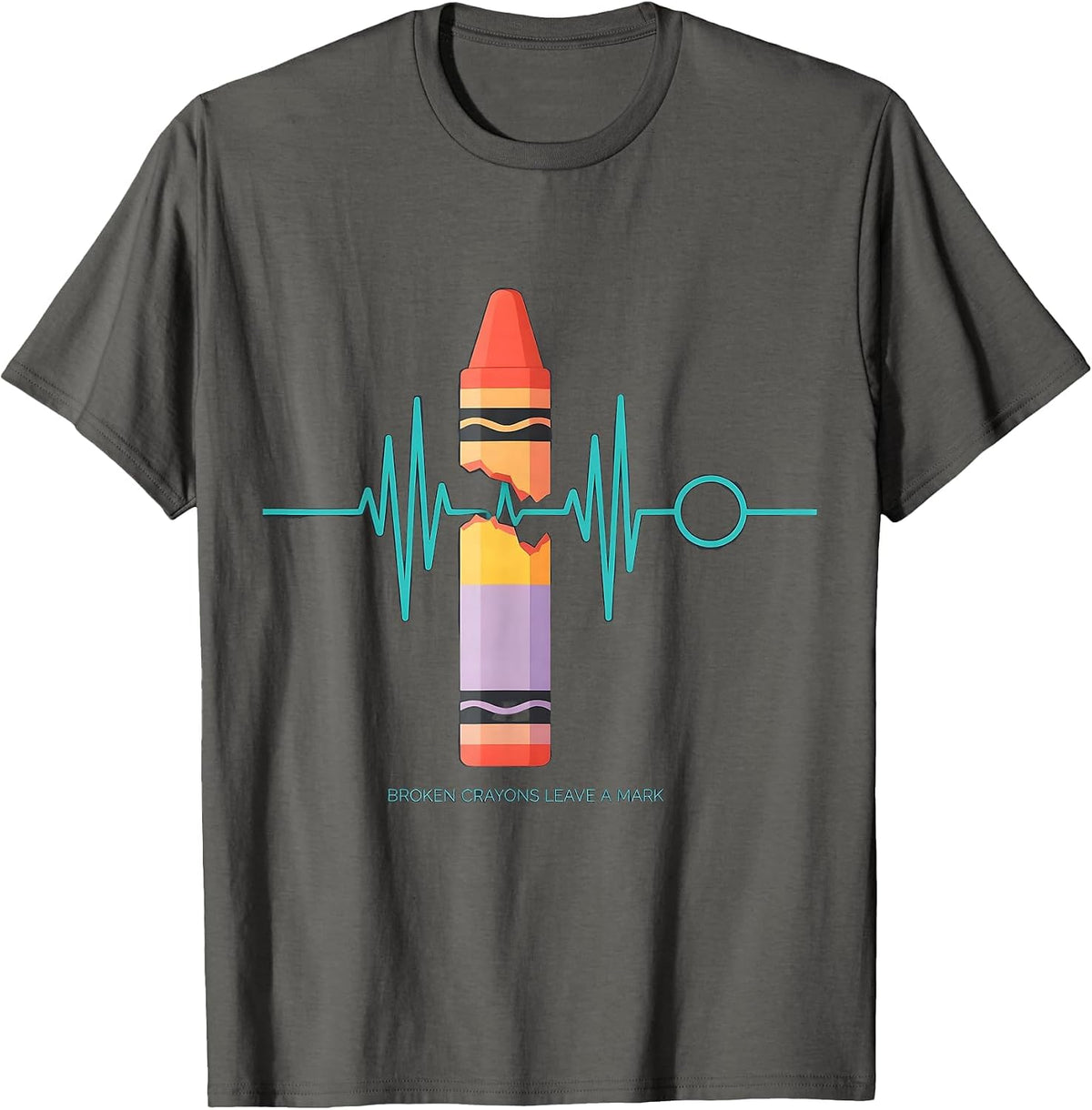Broken Crayons Leave A Mark Mental Health Awareness Support T-Shirt - Asphalt Grey