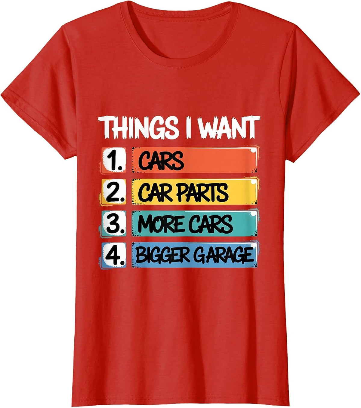 Things I Want Car Parts Auto Mechanic Engine Garage T-Shirt - Red