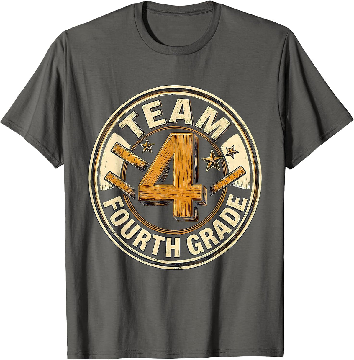 Team Fourth Grade Typography Back To School Teacher Gift T-Shirt - Asphalt Grey