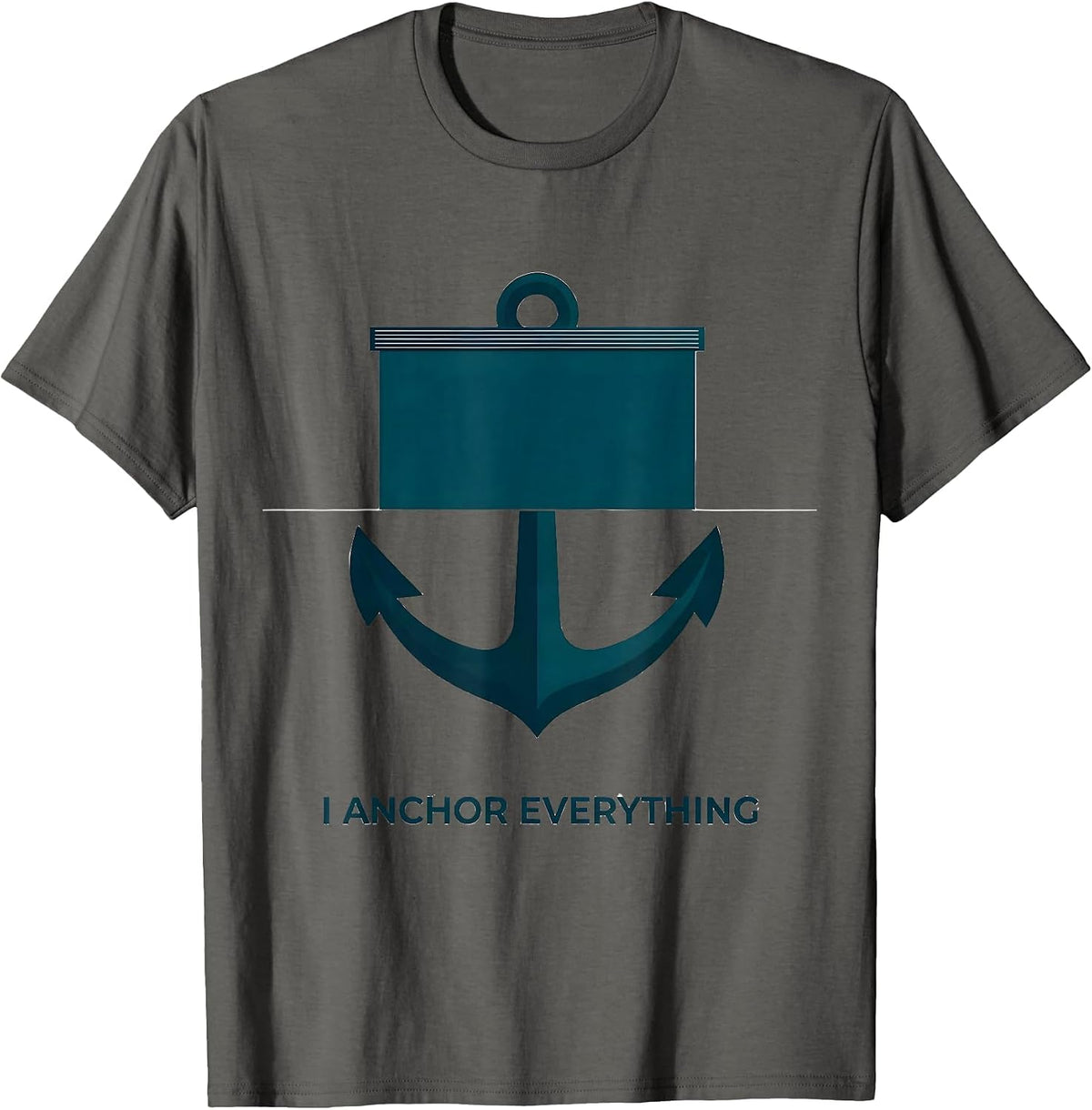 Men's I Anchor Everything Editorial Conceptual Teacher Frog Back T-Shirt - Asphalt Grey