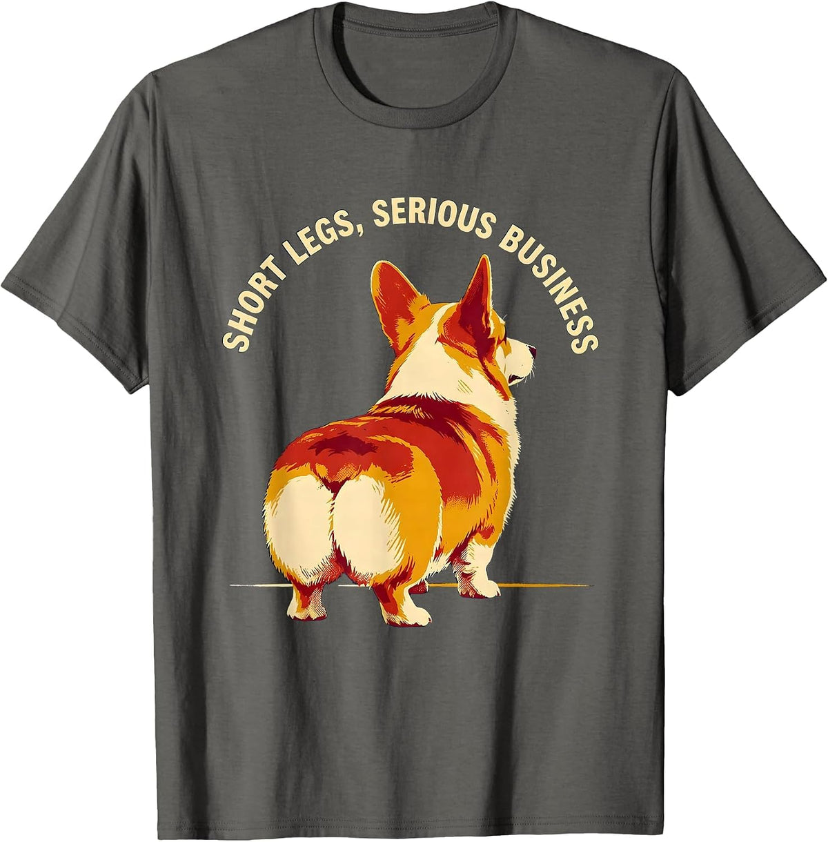 Men's Short Legs Serious Business Funny Corgi Dog Lover Humor T-Shirt - Asphalt Grey