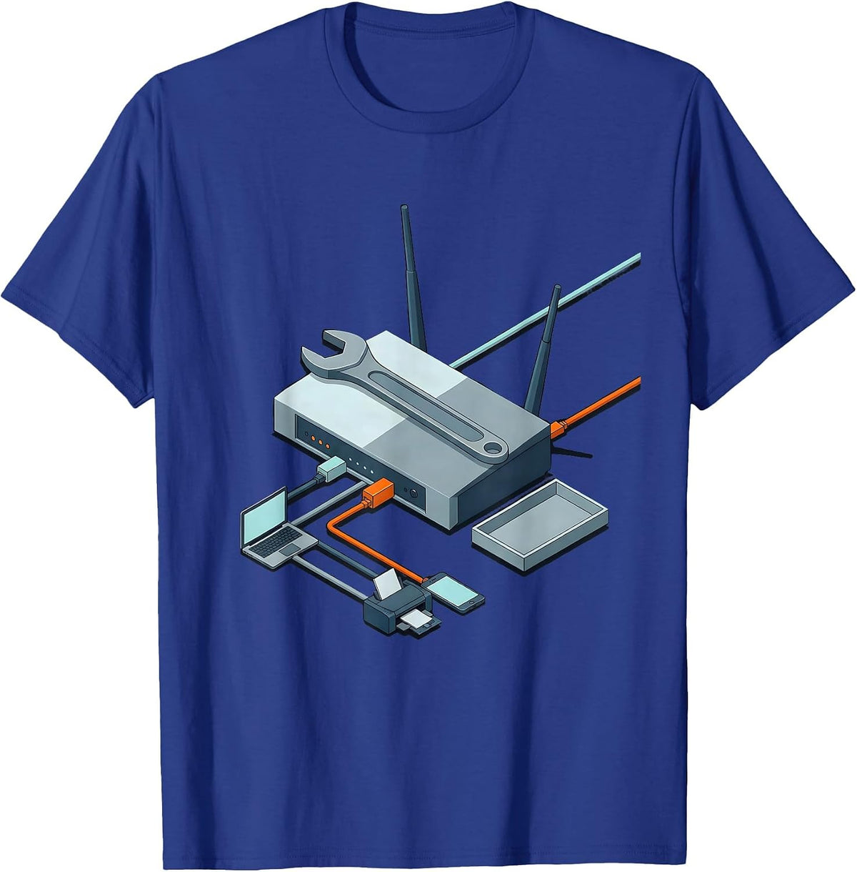 Men's Network Router IT Humor Tech Support Gift T-Shirt - Royal Blue