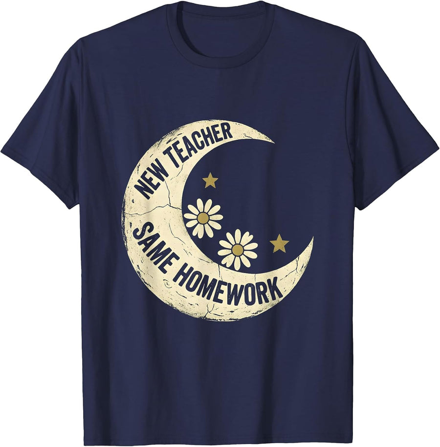New Teacher Same Homework Substitute Design T-Shirt - Navy Blue