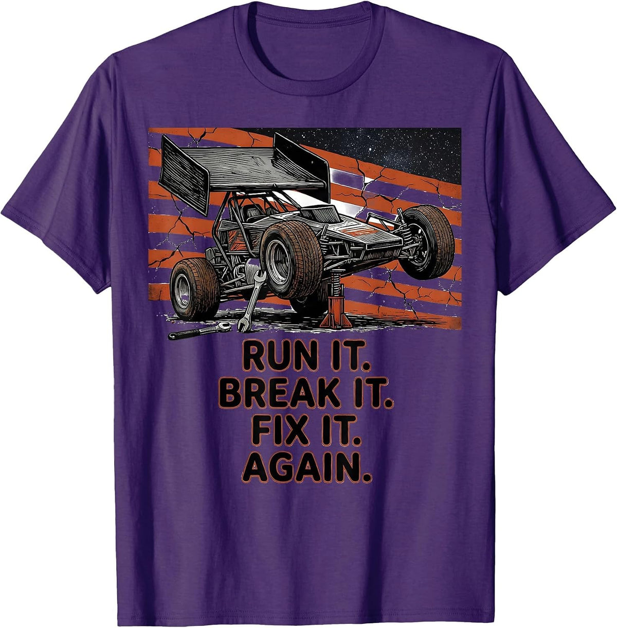 Men's Run It Break It Fix It Again Patriotic RC Car Racing Sprint T-Shirt - Purple