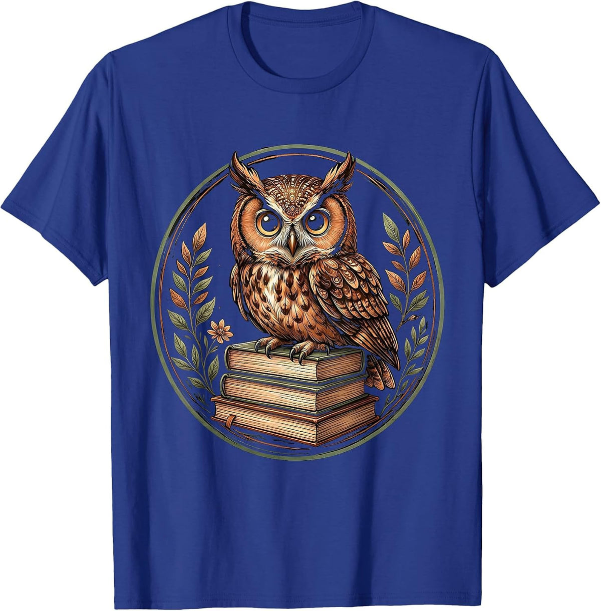Men's 4th Grade Teacher Owl on Textbooks Illustration T-Shirt - Royal Blue