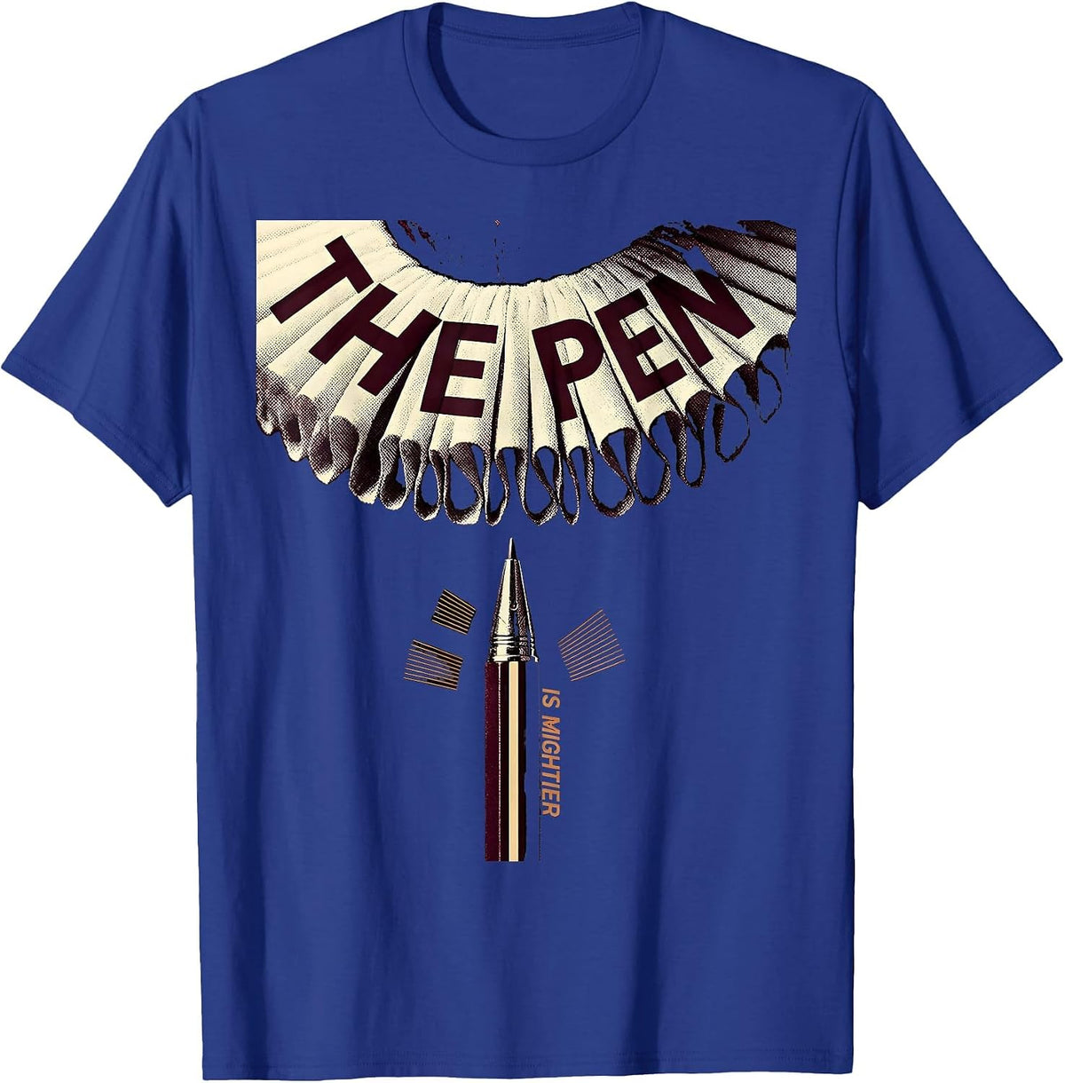 The Pen Is Mightier New Wave Typography Shakespeare Humor T-Shirt - Royal Blue