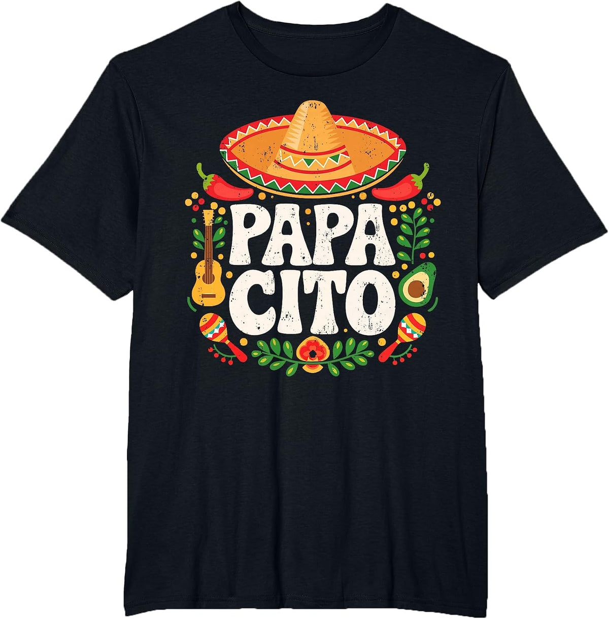 Papacito Shirt Funny Mexican Dad Men Cinco De Mayo Fiesta T-Shirt - Black