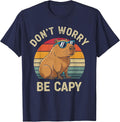 Dont Worry Be Capy Capybara T-Shirt - Navy Blue