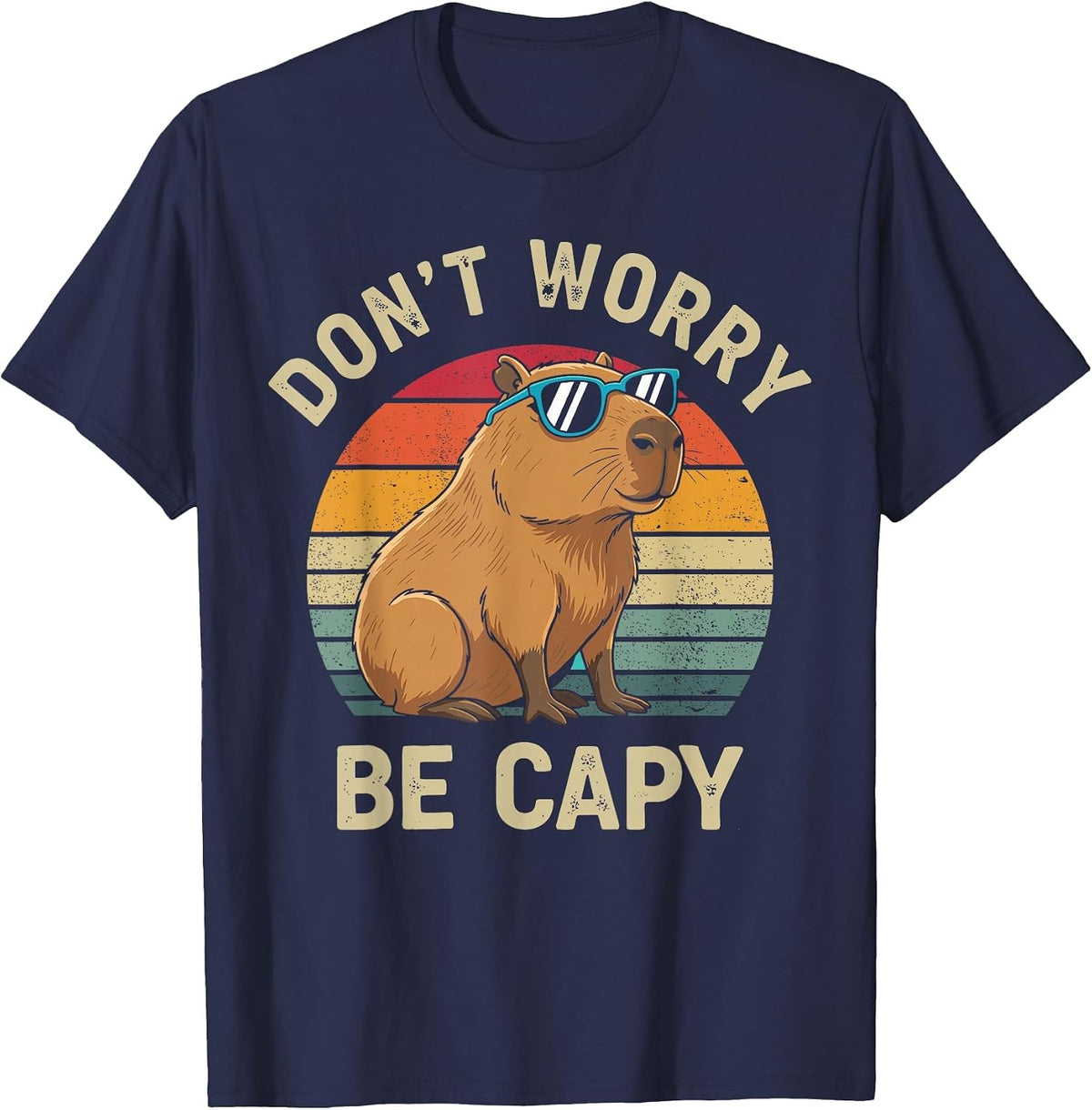Dont Worry Be Capy Capybara T-Shirt - Navy Blue