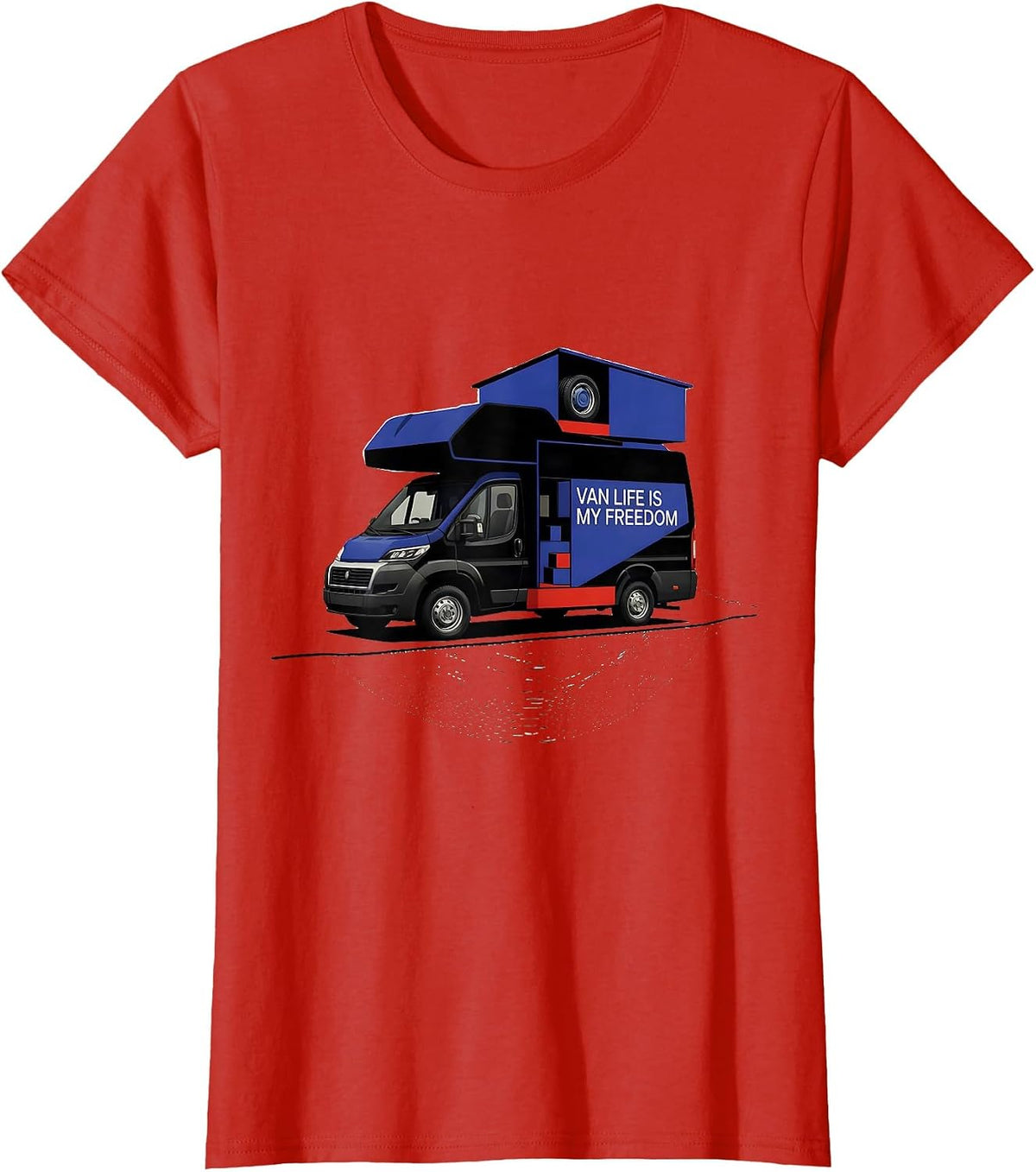 Van Life Is My Freedom Bauhaus Modernist Van Dweller Nomads T-Shirt - Red