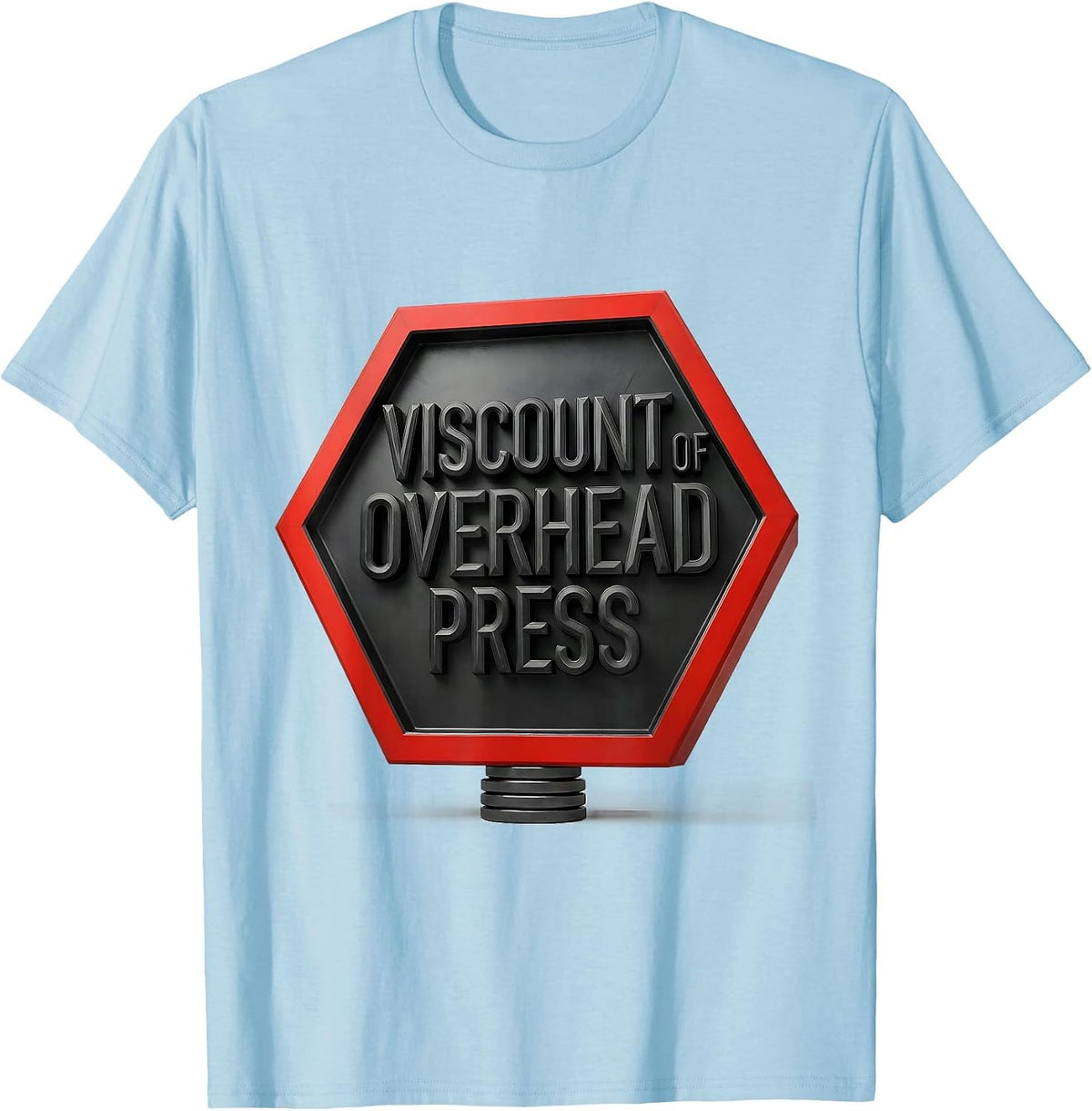 Men's Viscount of Overhead Press Geometric Knight Weightlifter Gym T-Shirt - Baby Blue
