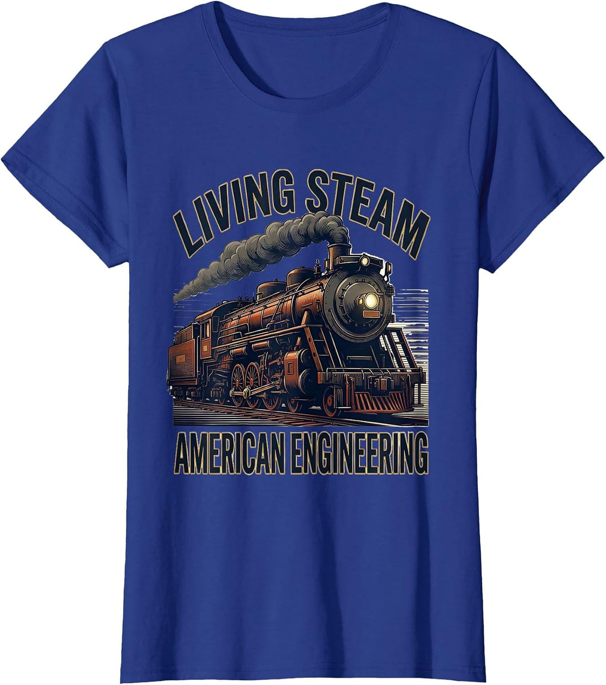 Women's Living Steam American Engineering Patriotic Big Boy 4014 T-Shirt - Royal Blue