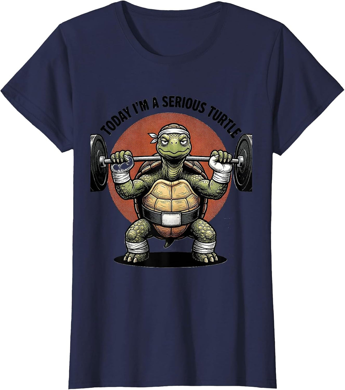 Women's Today I'm A Serious Turtle Funny Gym Workout Weightlifting T-Shirt - Navy Blue