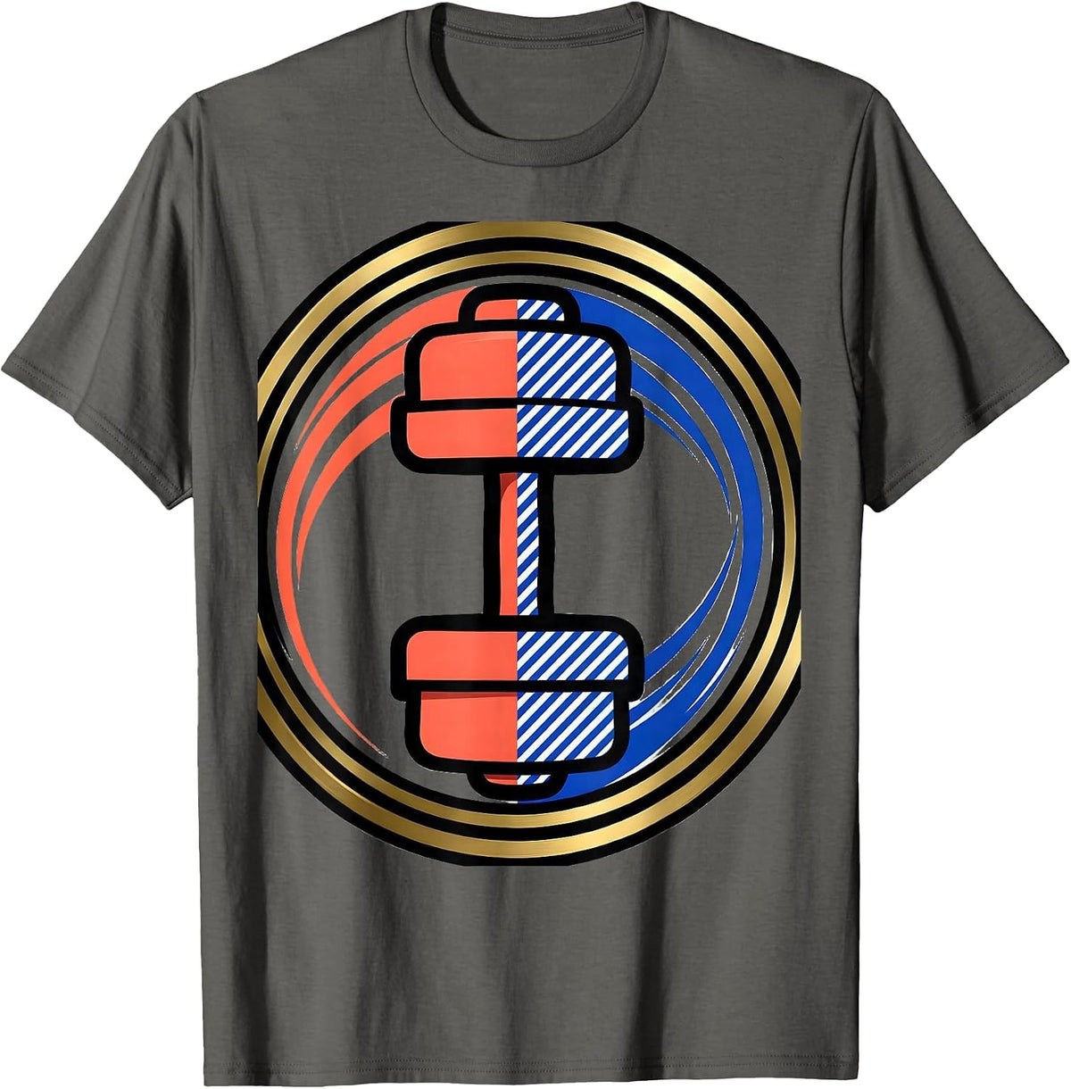 Dumbbell Lift Athleisure Graphic Design T-Shirt - Asphalt Grey