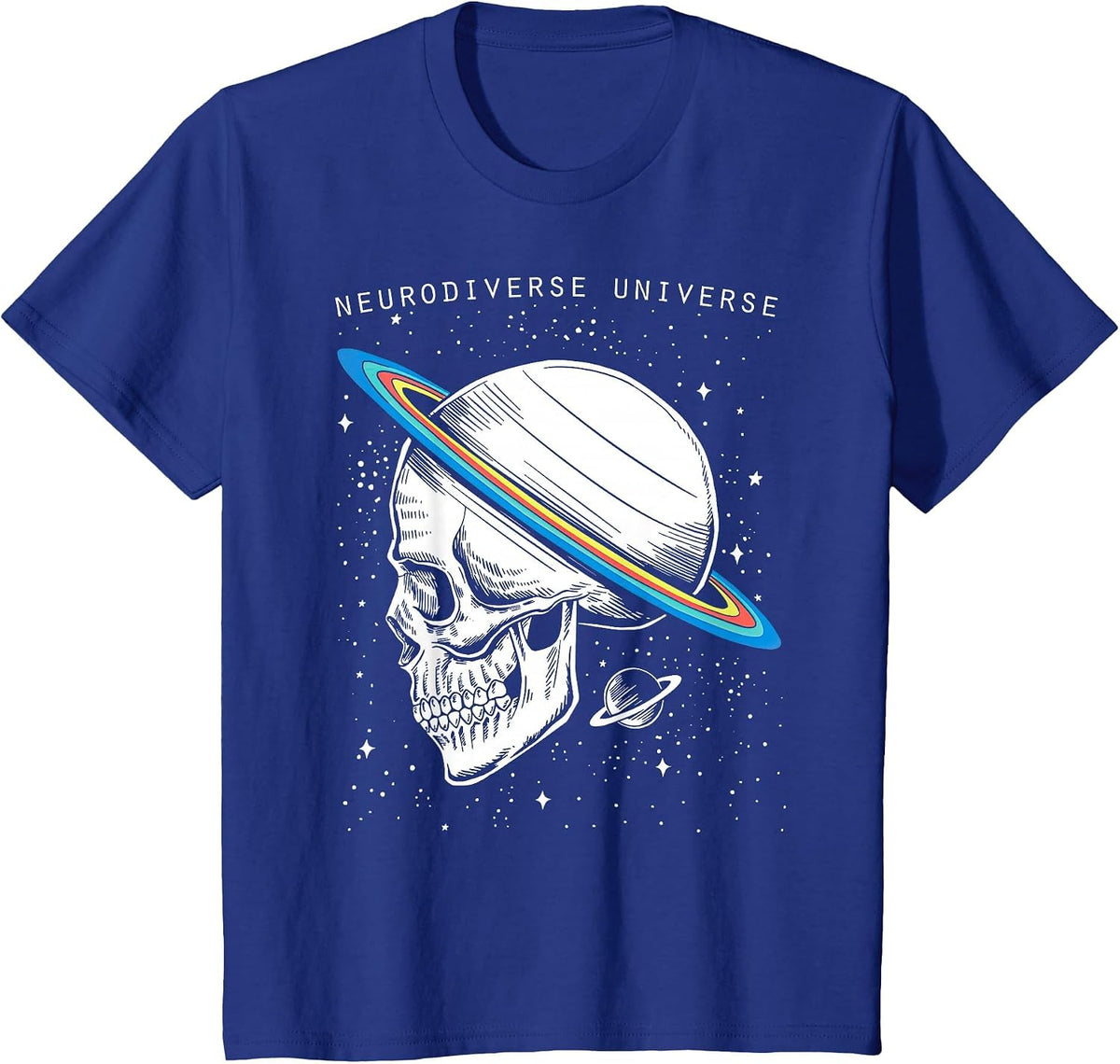 Neurodiverse Universe Skull Neurodiversity Autism Awareness T-Shirt - Royal Blue