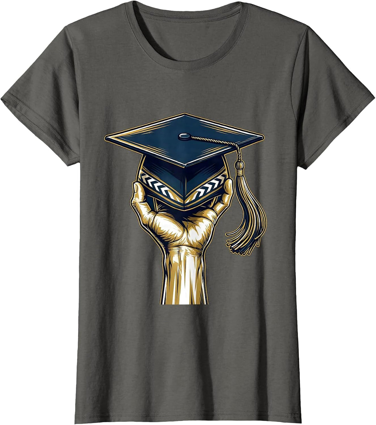 Women's Paraprofessional Graduation Cap Helping Hand Design T-Shirt - Asphalt Grey