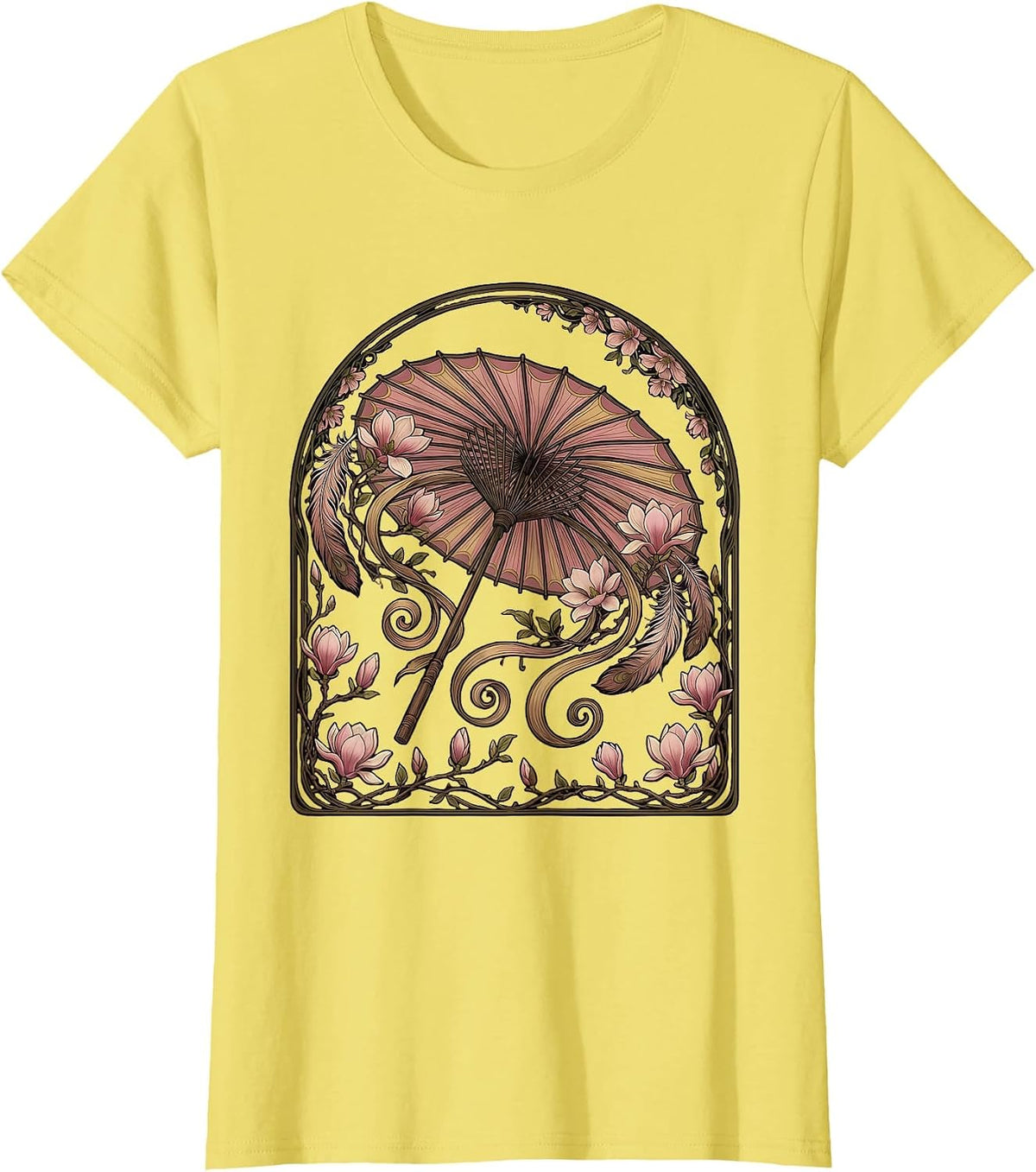 Mardi Gras Second Line Parasol Twirling Design T-Shirt - Lemon Yellow