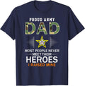 Proud Army Dad I Raised My Heroes Camouflage Graphics Army T-Shirt - Navy Blue