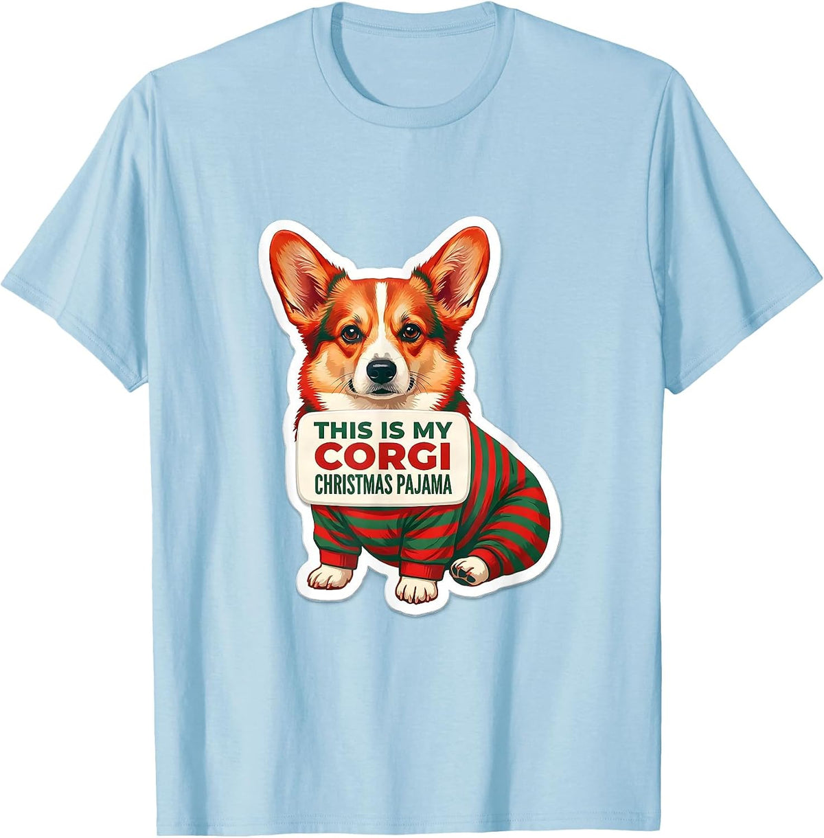 Men's This Is My Corgi Christmas Pajama Funny Dog Lover Ugly T-Shirt - Baby Blue