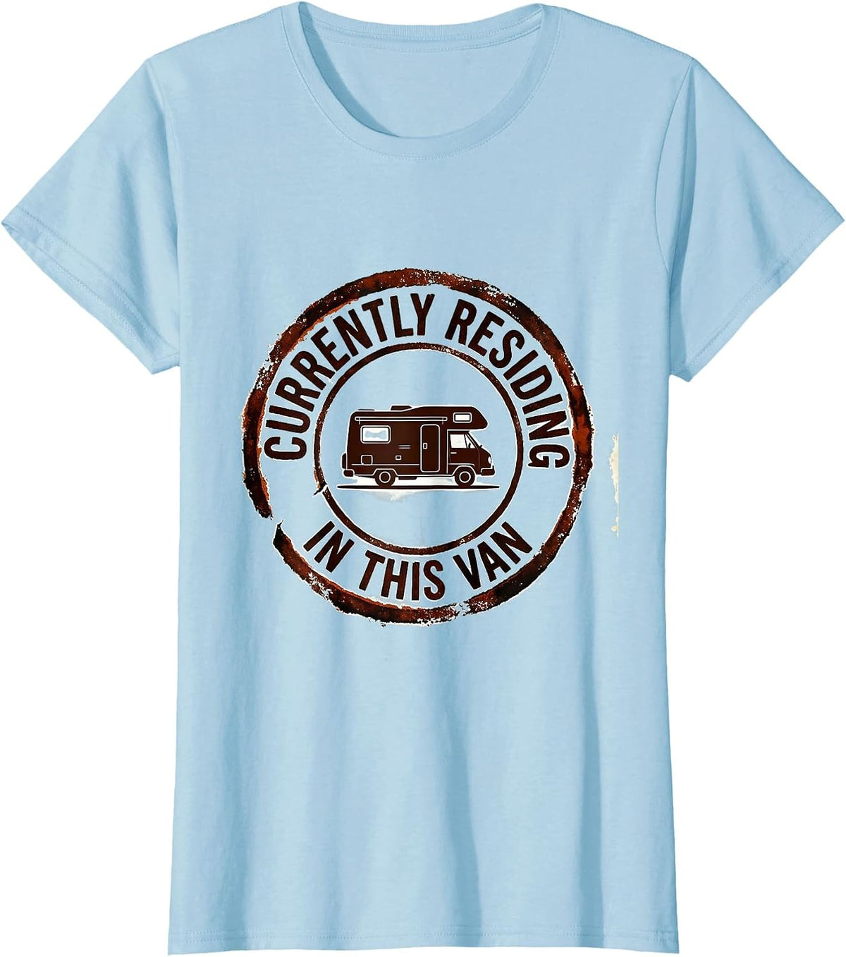 Women's Currently Residing In This Van Retro Van Life Nomads Camper T-Shirt - Baby Blue