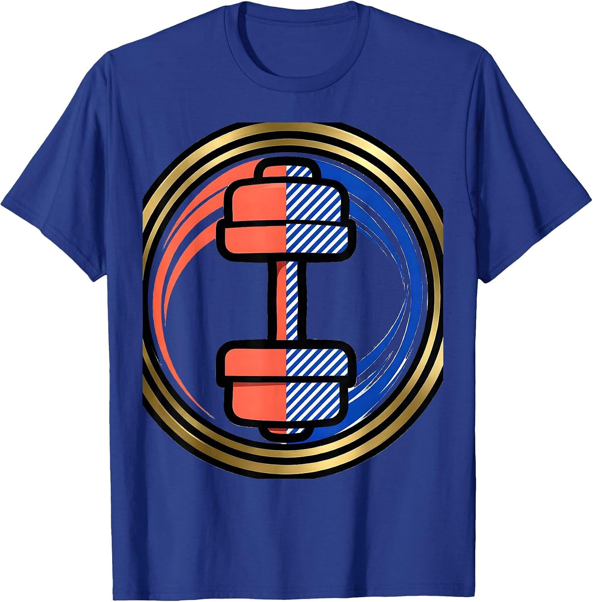Dumbbell Lift Athleisure Graphic Design T-Shirt - Royal Blue