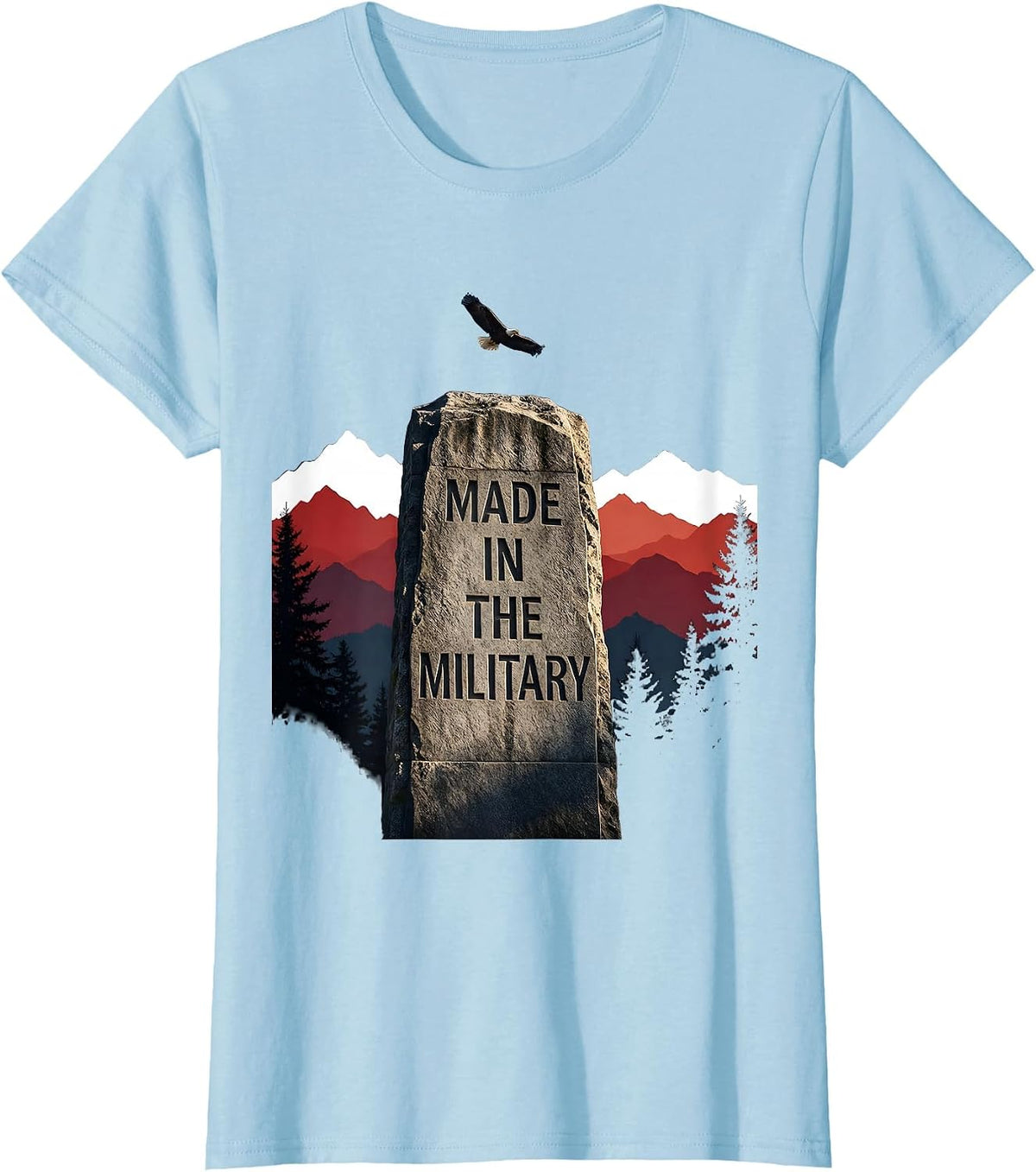 Made in the Military Veteran Pride Design T-Shirt - Baby Blue