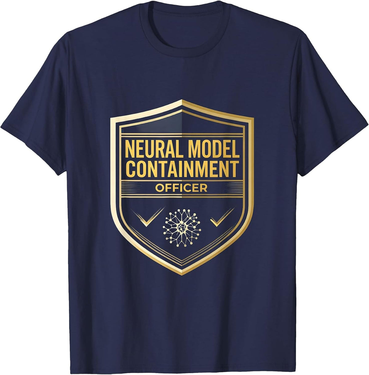 Men's Neural Model Containment Officer Funny AI Engineer Tech T-Shirt - Navy Blue