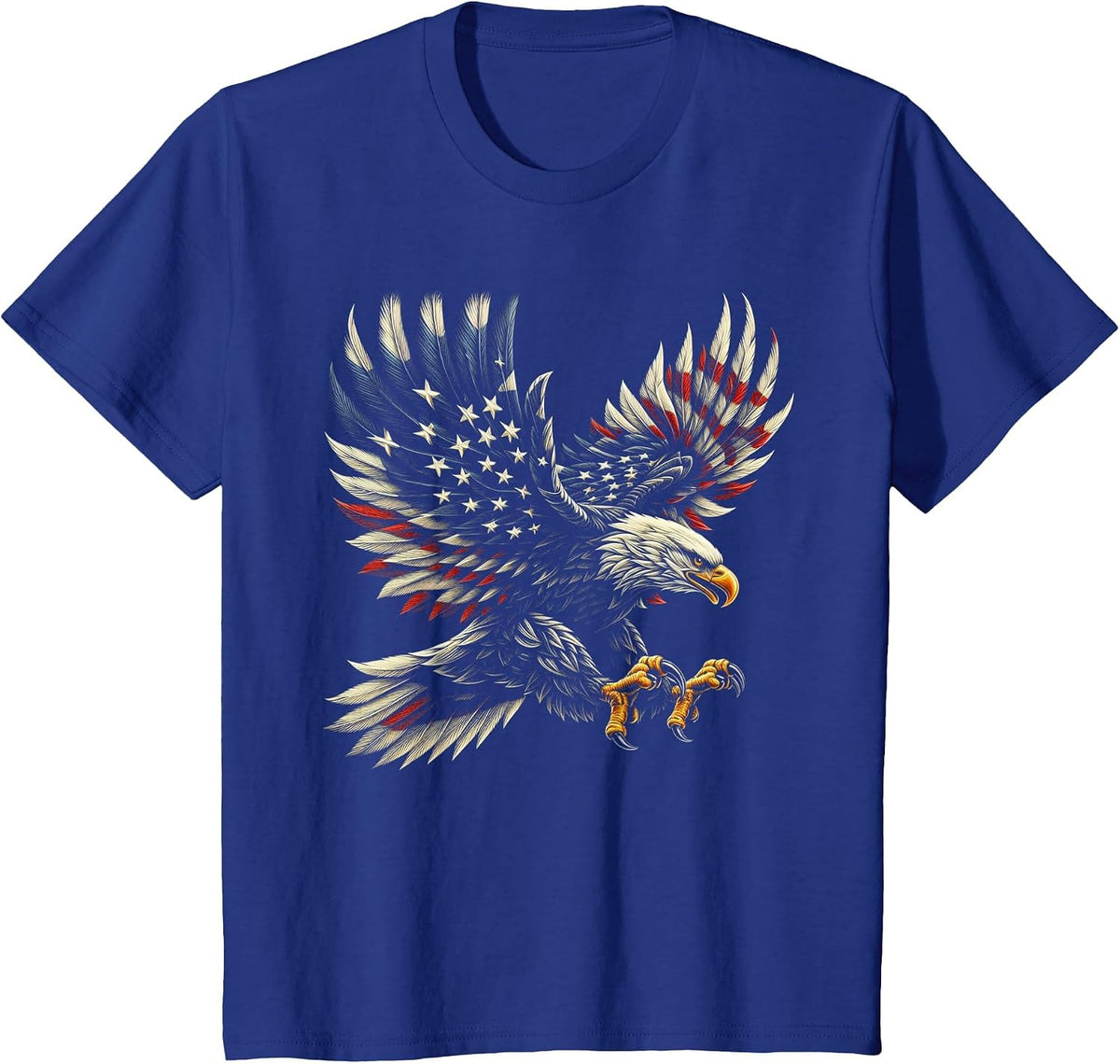 Patriotic American with Eagle and USA Flag T-Shirt - Royal Blue
