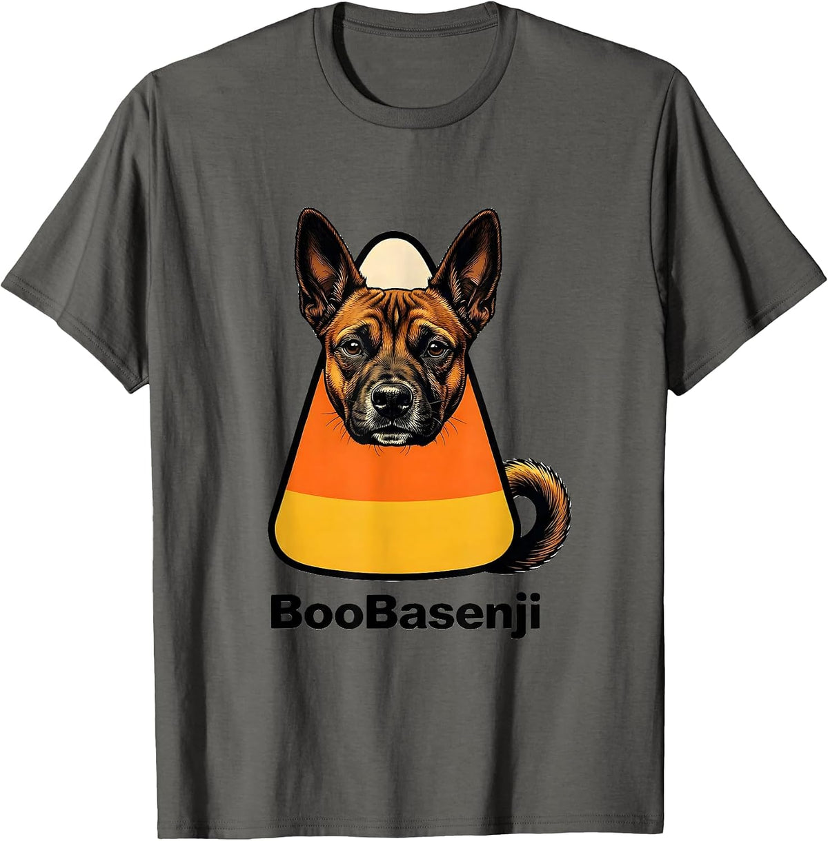 Men's BooBasenji Funny Basenji Dog Halloween Costume Humor T-Shirt - Asphalt Grey