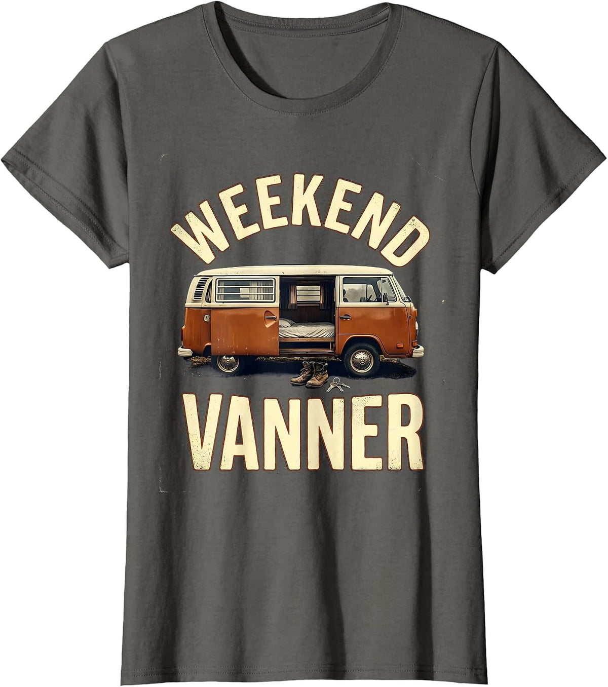 Women's Weekend Vanner Vintage Van Life Retro Road Trip T-Shirt - Asphalt Grey