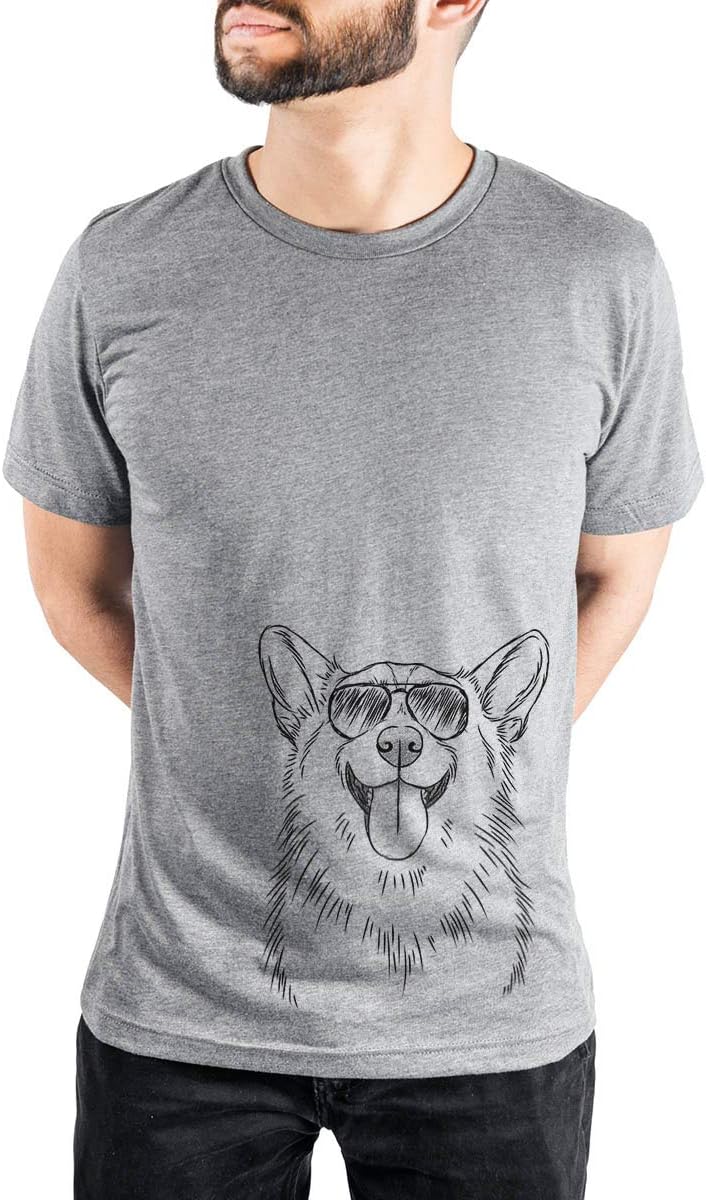Aviator Porter the Pembroke Welsh Corgi Triblend T-Shirt - Unisex Grey Crew Neck