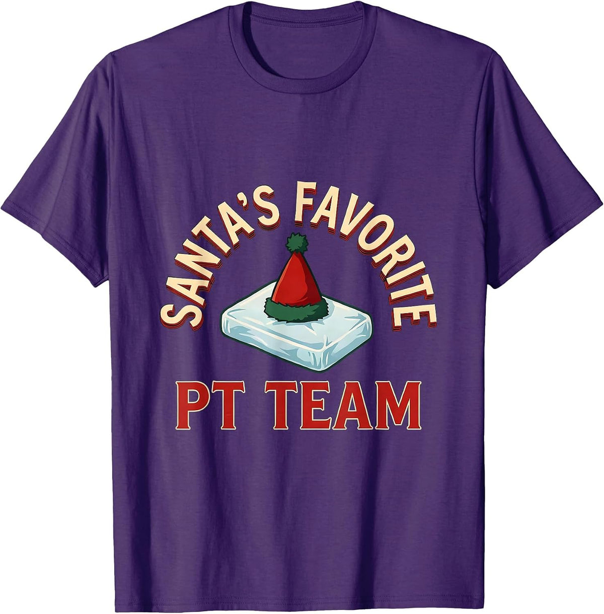 Men's Santa's Favorite PT Team Funny Physical Therapy Christmas T-Shirt - Purple