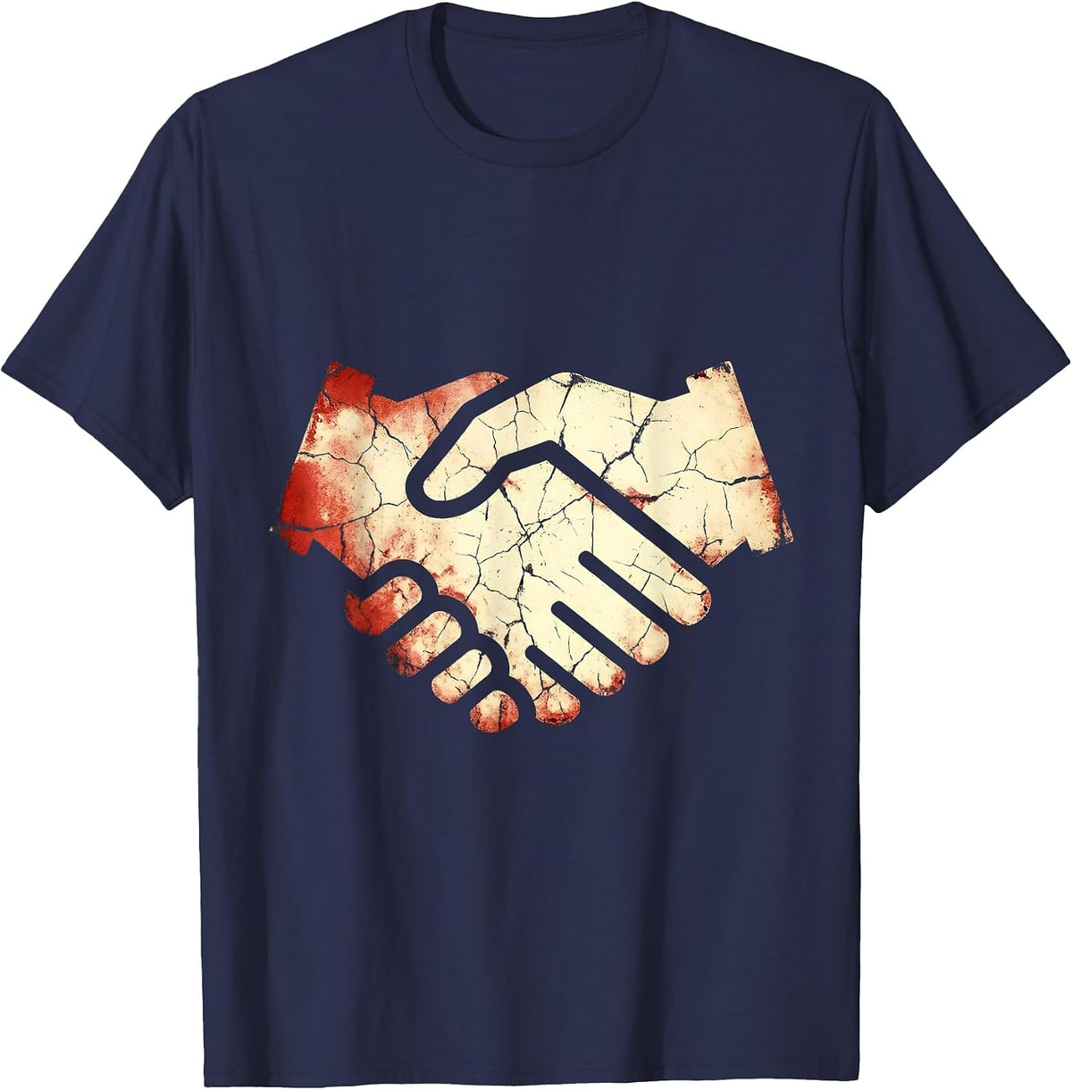 Labor Day Union Solidarity Handshake Graphic T-Shirt - Navy Blue