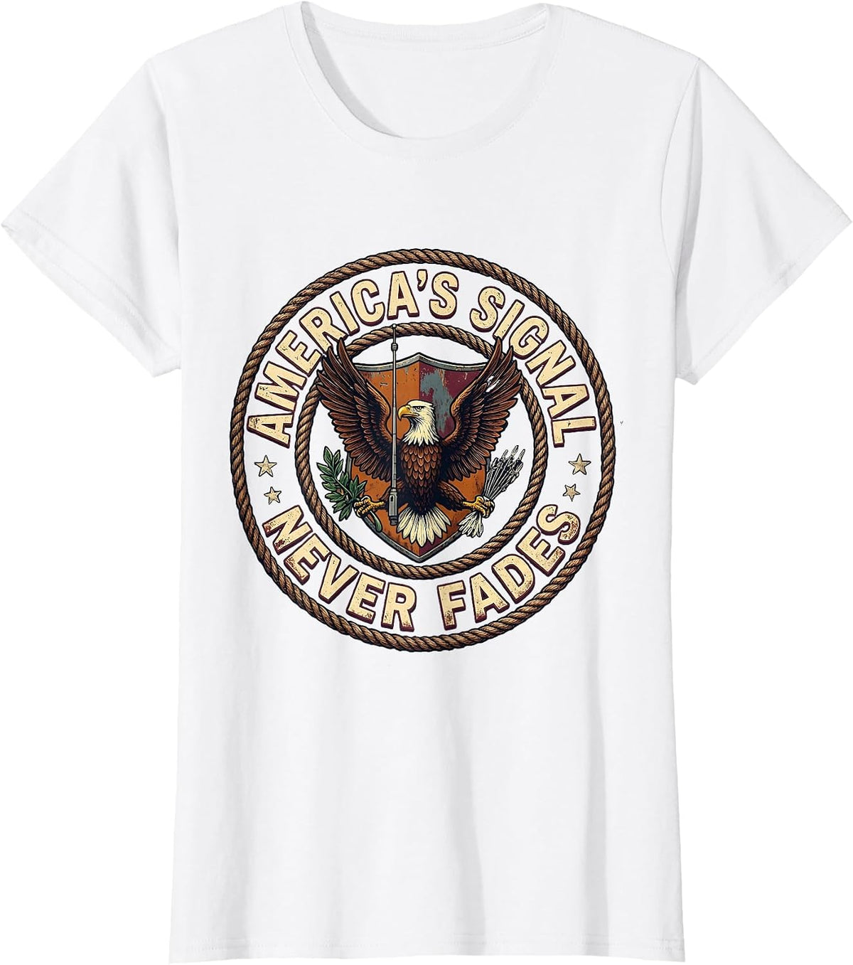 America's Signal Never Fades Vintage Ham Radio Design T-Shirt - White