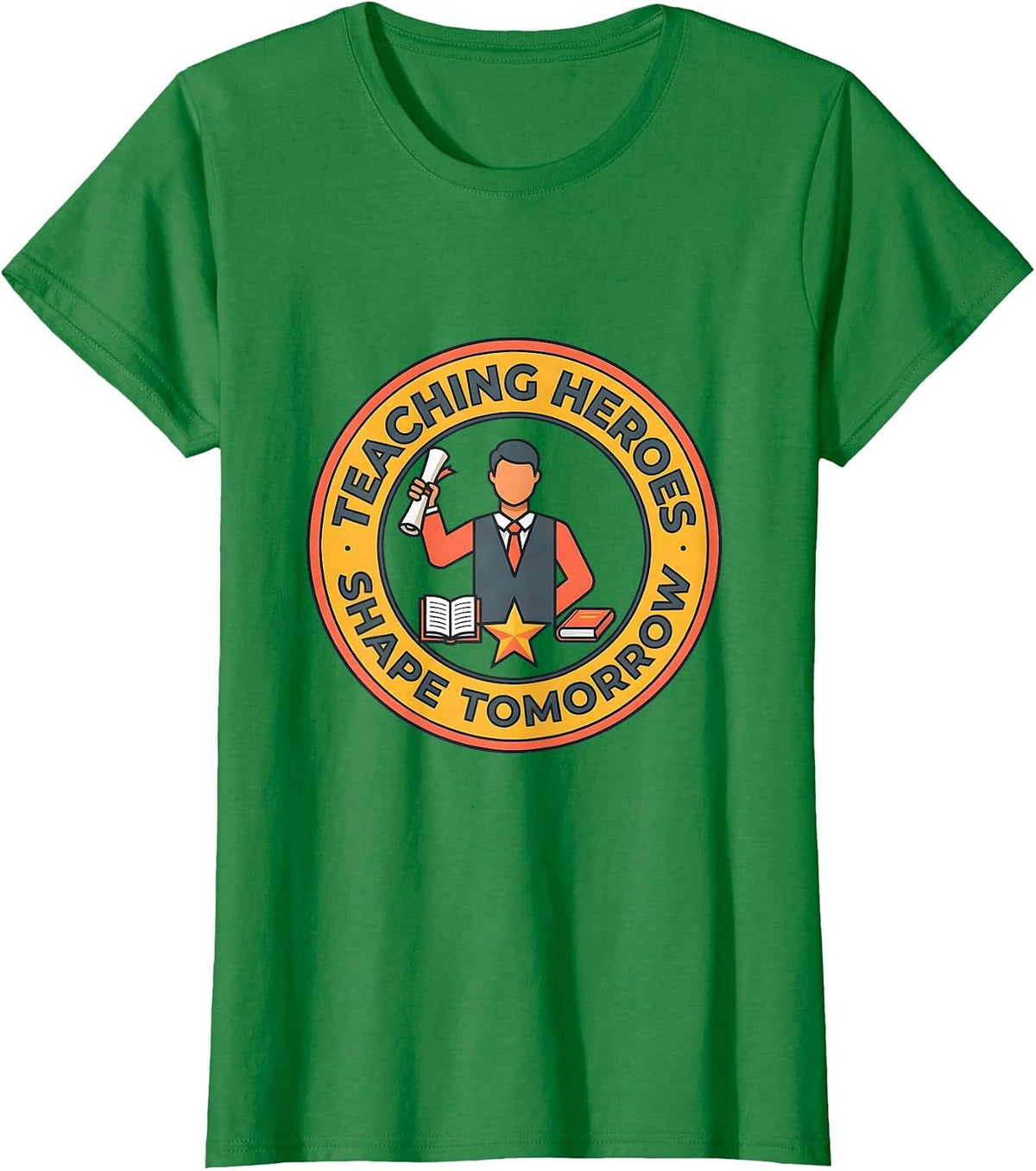Women's Teaching Heroes Shape Tomorrow Labor Day Design T-Shirt - Kelly Green