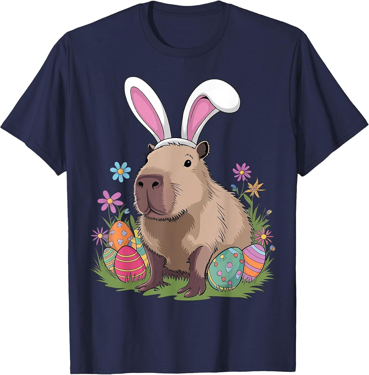 Easter Capybara T-Shirt - Navy Blue