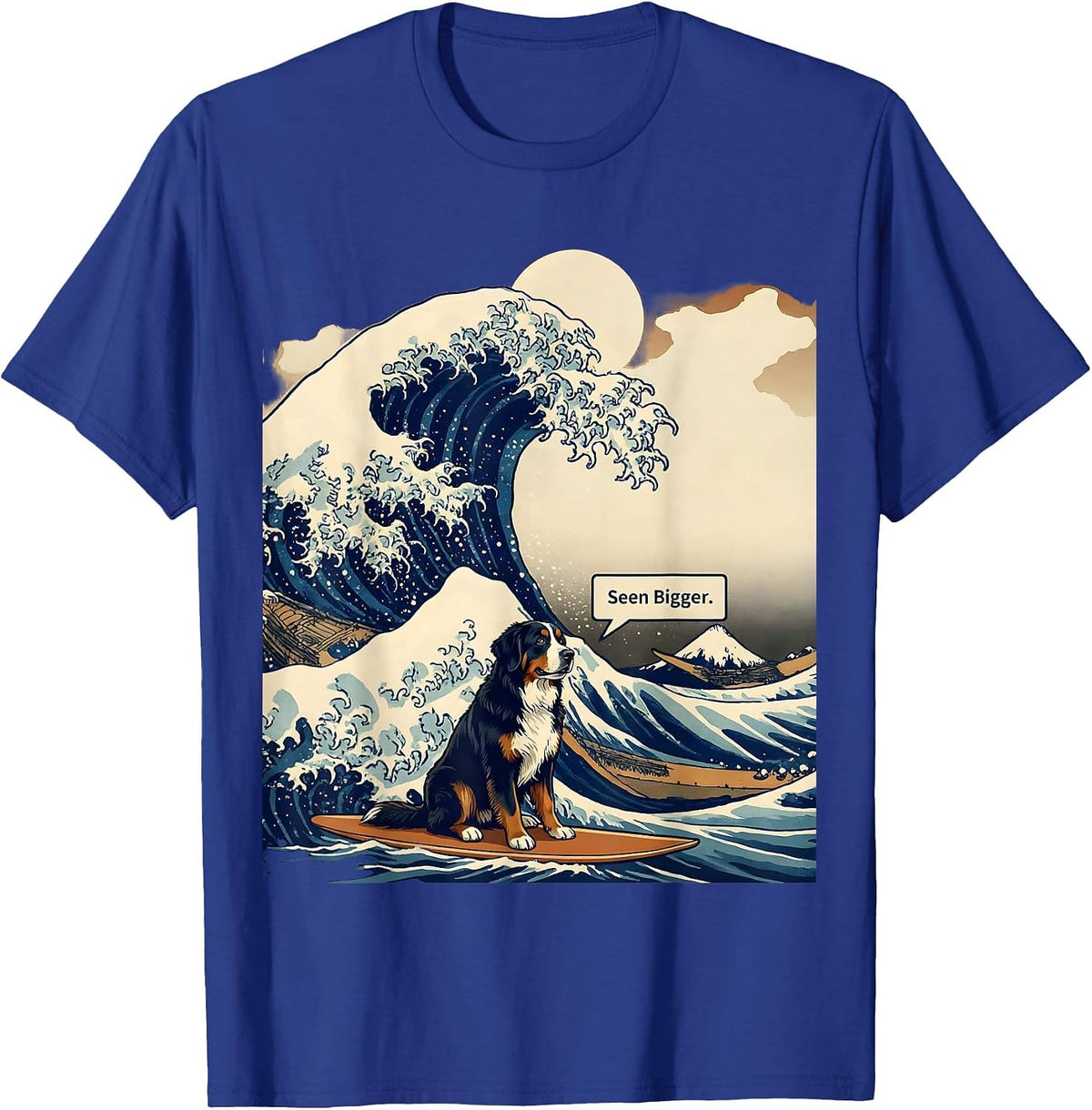 Men's Seen Bigger Ukiyo-e Bernese Mountain Dog Animal Lover Gift T-Shirt - Royal Blue