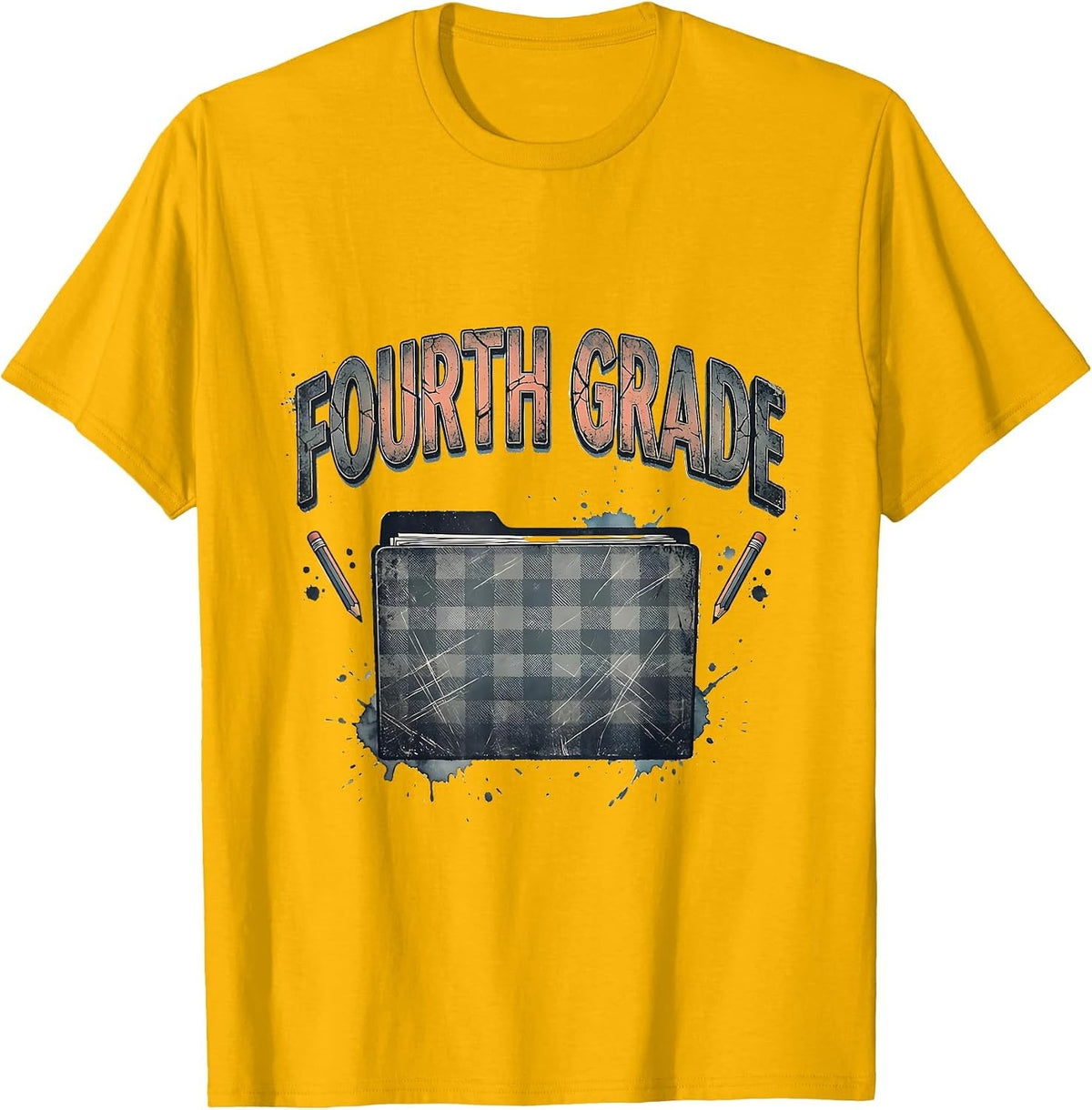 Fourth Grade Distressed Retro Back To School Teacher Girl T-Shirt - Golden Yellow