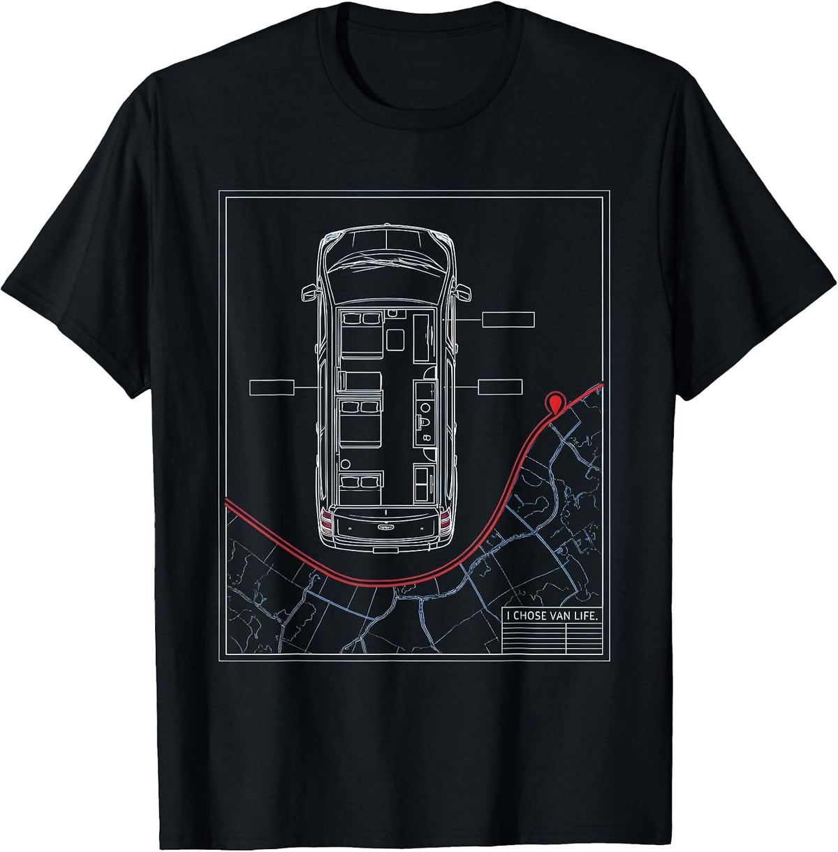 Men's I Chose Van Life Retro Vintage Van Life Dwellers Vanlife T-Shirt - Black