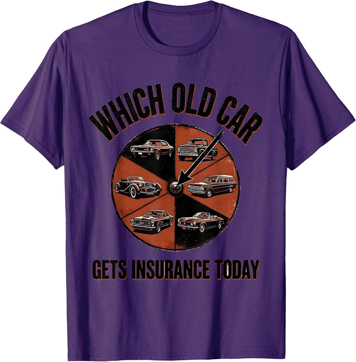 Men's Which Old Car Gets Insurance Today Funny Classic Car Guy T-Shirt - Purple