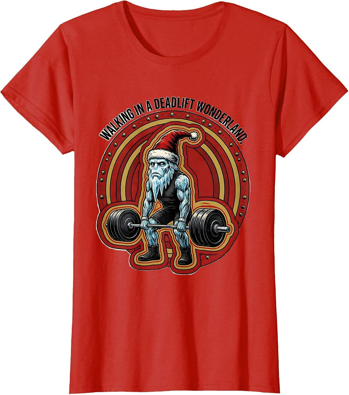 Walking in a Deadlift Wonderland Funny Christmas Gym T-Shirt - Red