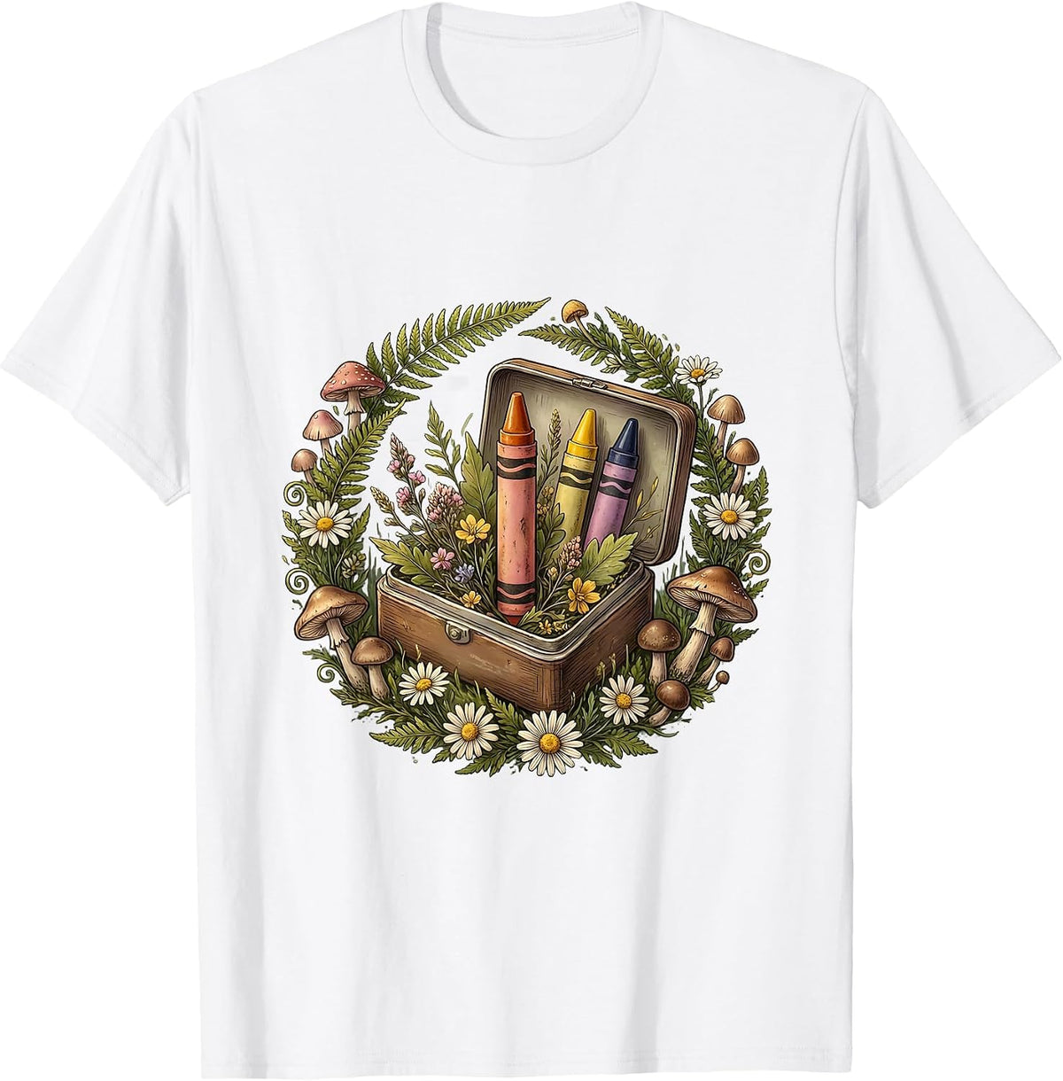 5th Grade Teacher Crayon Box Graphic T-Shirt - White