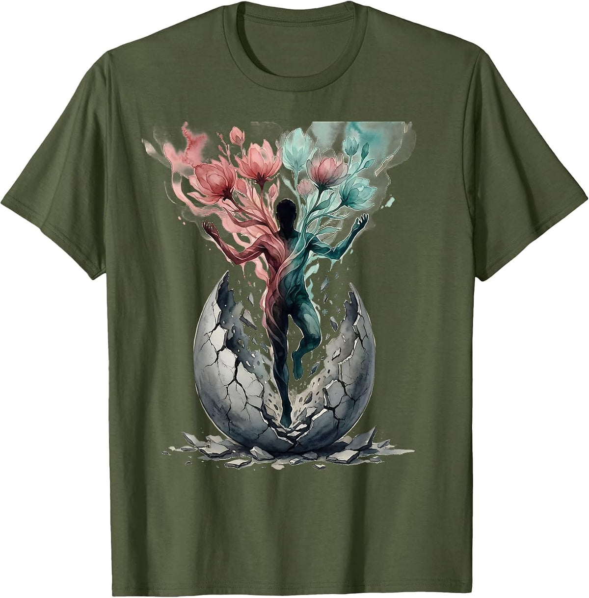 Breaking Free Mental Health Awareness Graphic T-Shirt - Olive Green