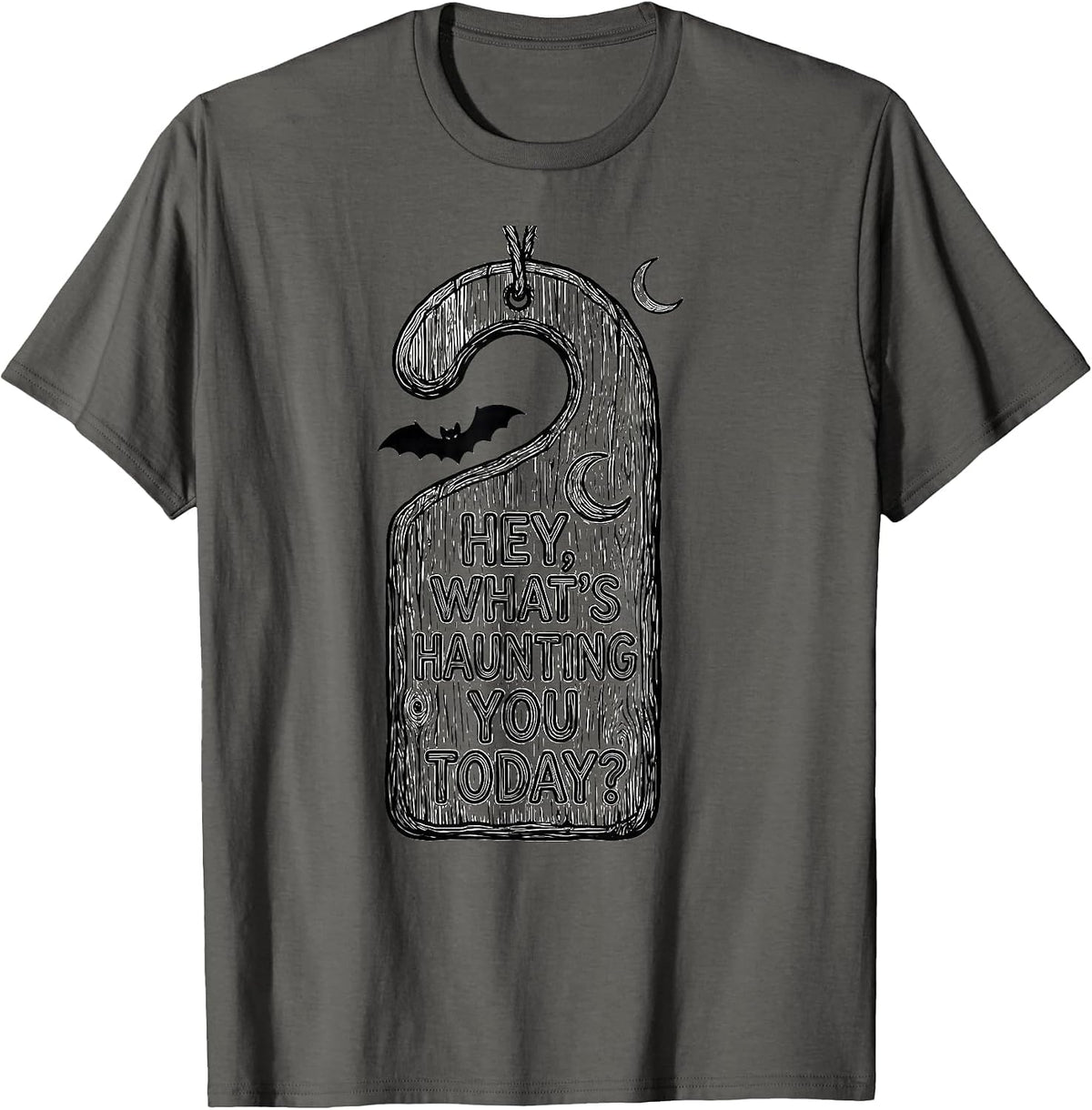 Men's Hey, What's Haunting You Today? Funny Halloween School T-Shirt - Asphalt Grey