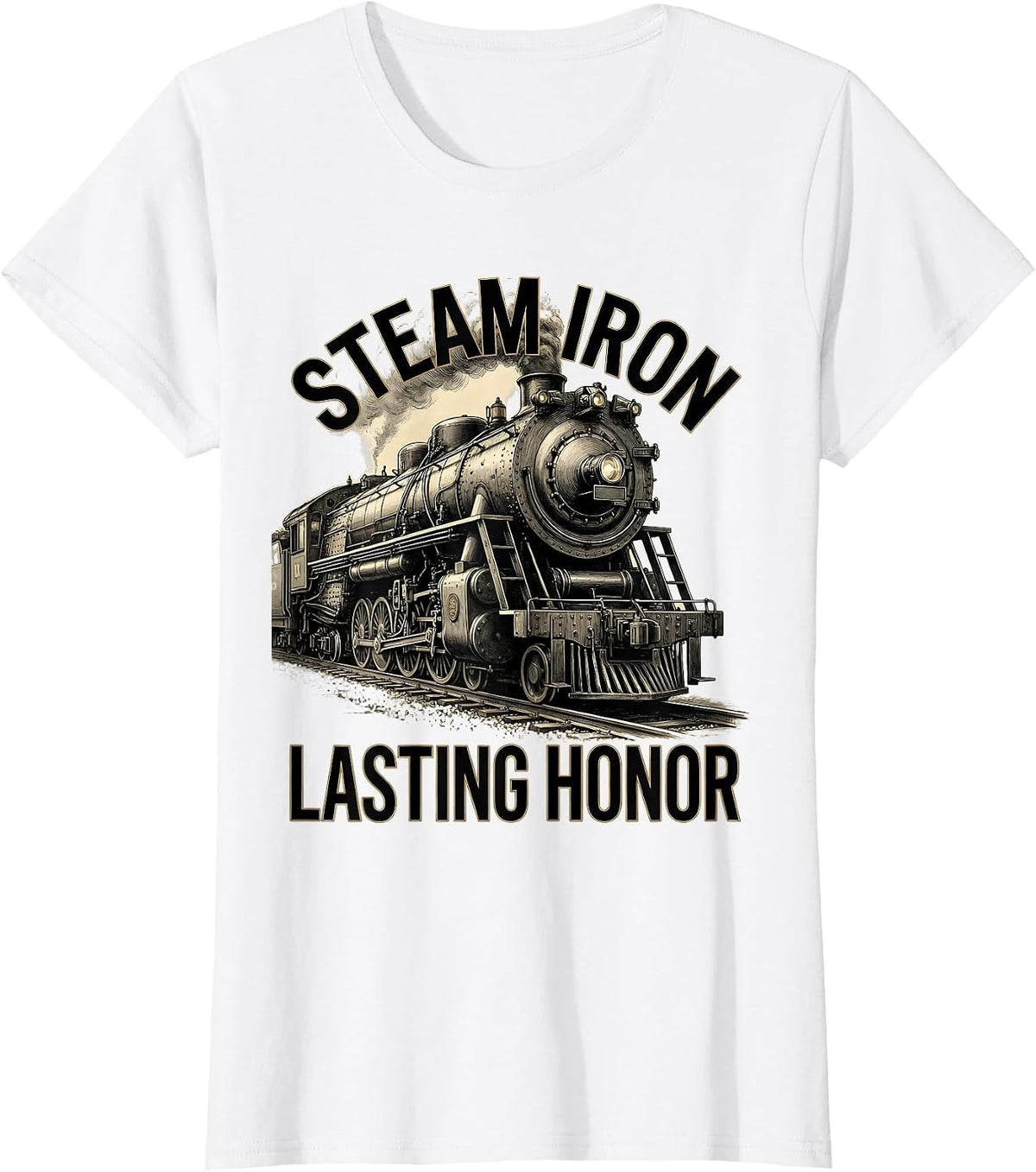 Steam Iron Lasting Honor Big Boy 4014 Steam Locomotive Train T-Shirt - White