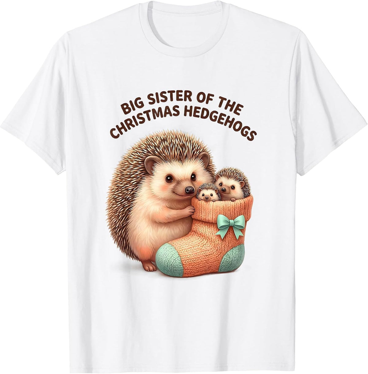 Men's Big Sister Of The Christmas Hedgehogs Cute Kawaii Hedgehog T-Shirt - White