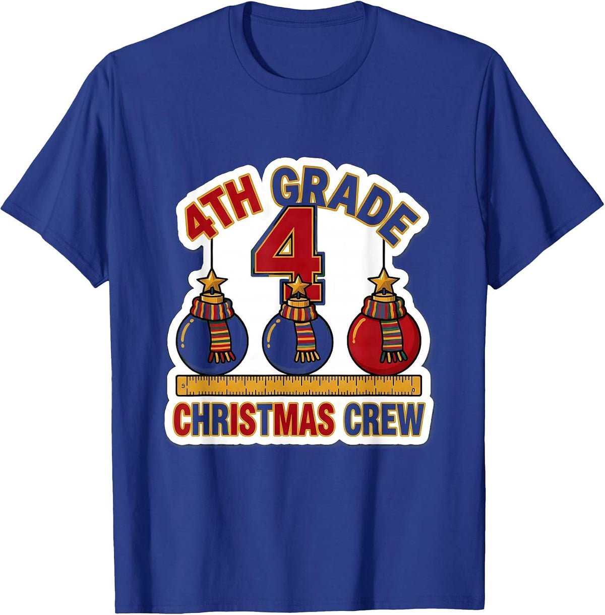 4th Grade Christmas Crew Teacher Humor Classroom Xmas T-Shirt - Royal Blue